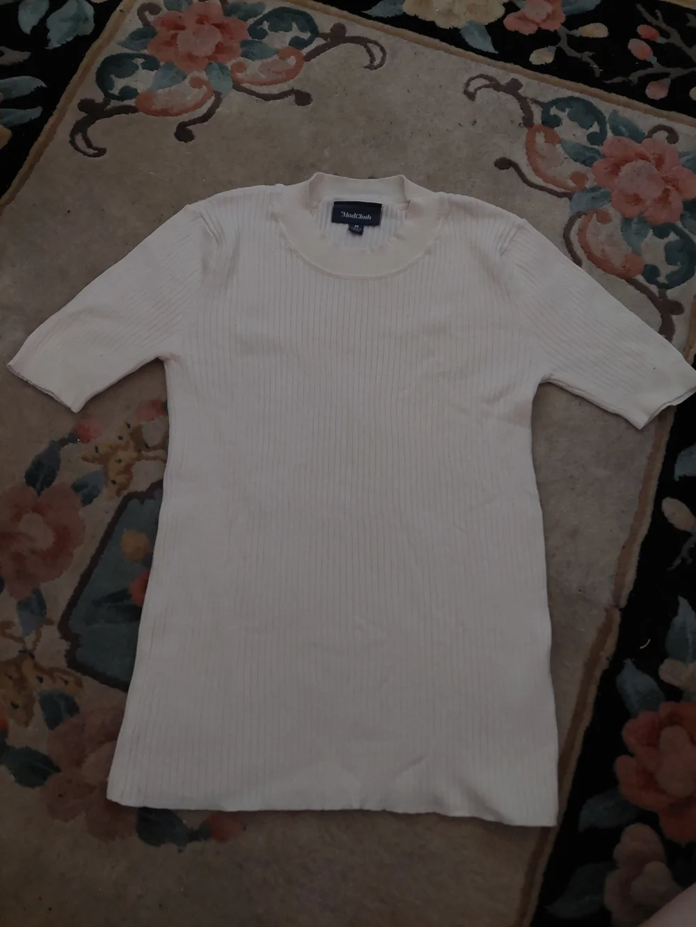 ModCloth Cream Ribbed Short-Sleeve Sweater - Picture 6 of 6